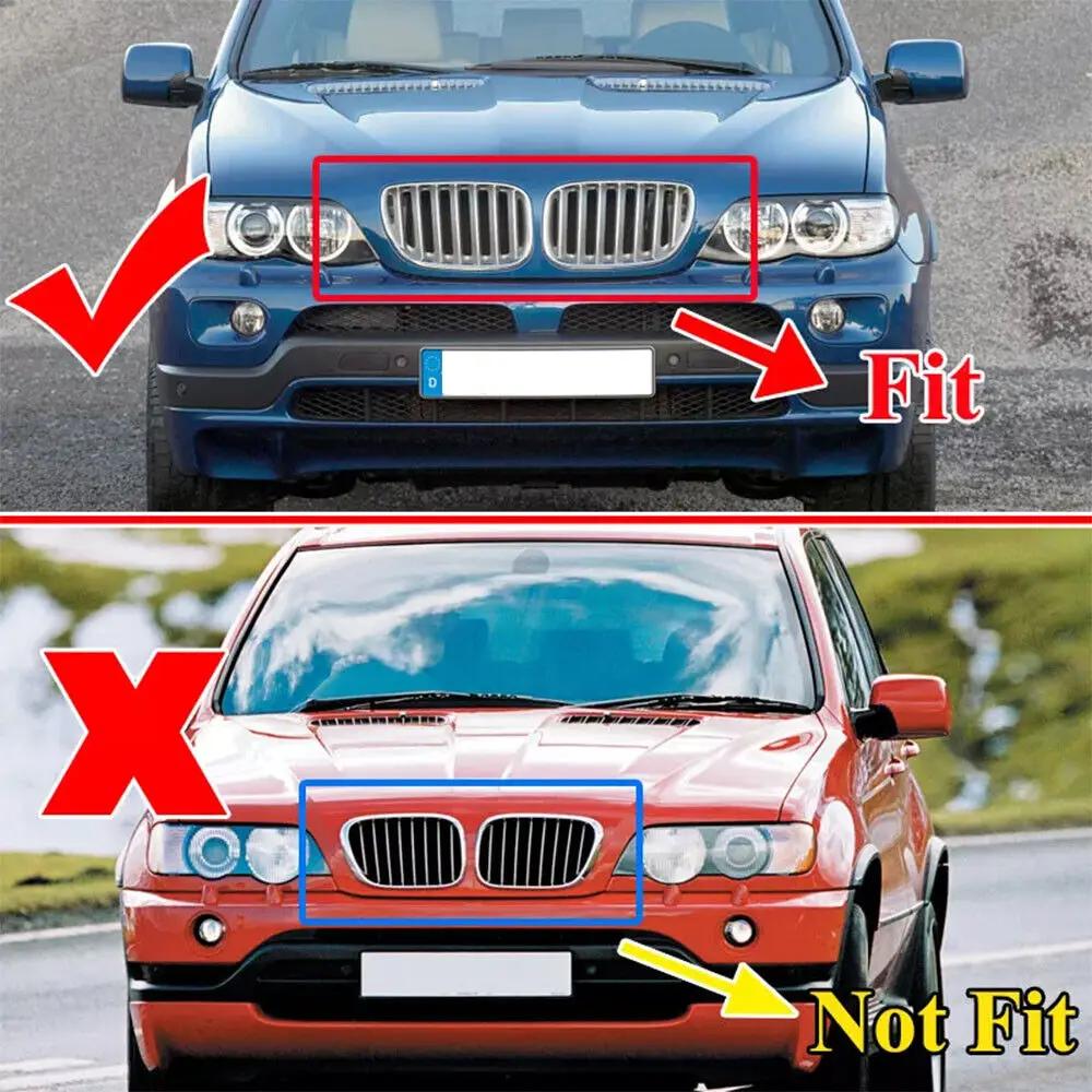 For BMW X5 E53 2004 2005 2006 Car Grille Single Line Front Kidney ABS Front Hood Grill Black 51137113733 51137113734 Accessories