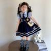 Girls' Rabbit Police Officer Dress - Summer 2025 Fashionable Flutter Sleeve Suspender Skirt, Baby Academy Style.