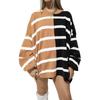 Popular Autumn Winter New Striped Knitted Long-sleeved Sweatshirt for Women