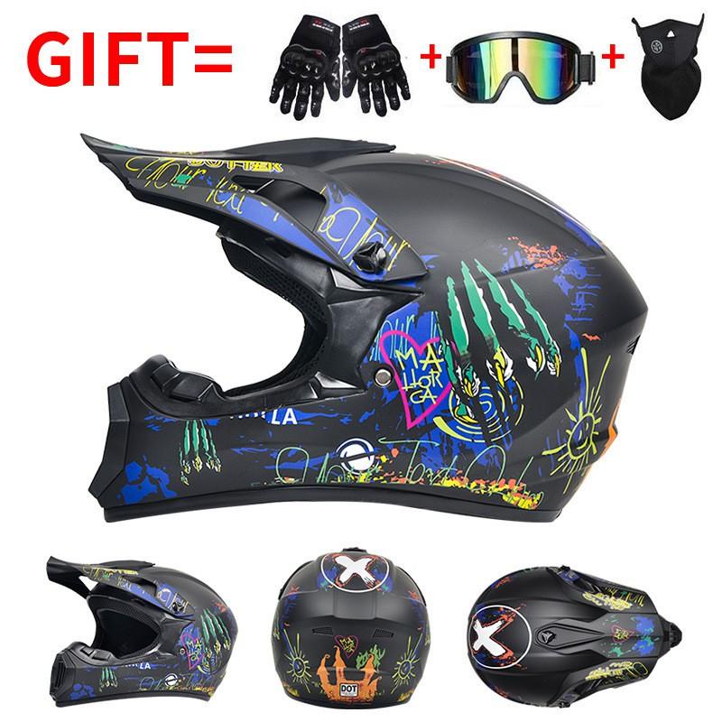 DOT Certified Full Face Off-Road Motorcycle Helmet Dirt Bike ATV Trail Riding Safety Gear