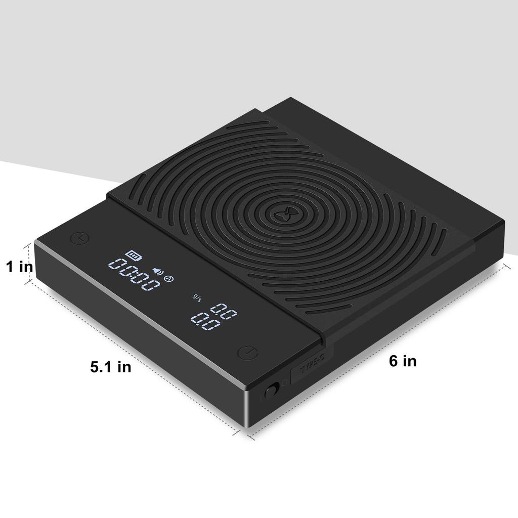 TIMEMORE Black Mirror Basic Весы для кофе с измерением и черные весы 2.0, Высокоточная точность 0,1 г, Диапазон 0,5 г - 2000 г, Таймер,