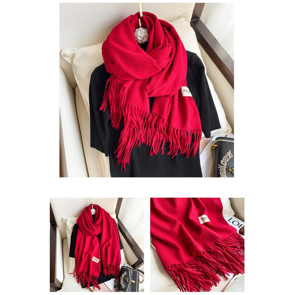 Imitation Cashmere Solid Color Fashion Decorative Warm Scarf Student Middle and Long Shawl Female