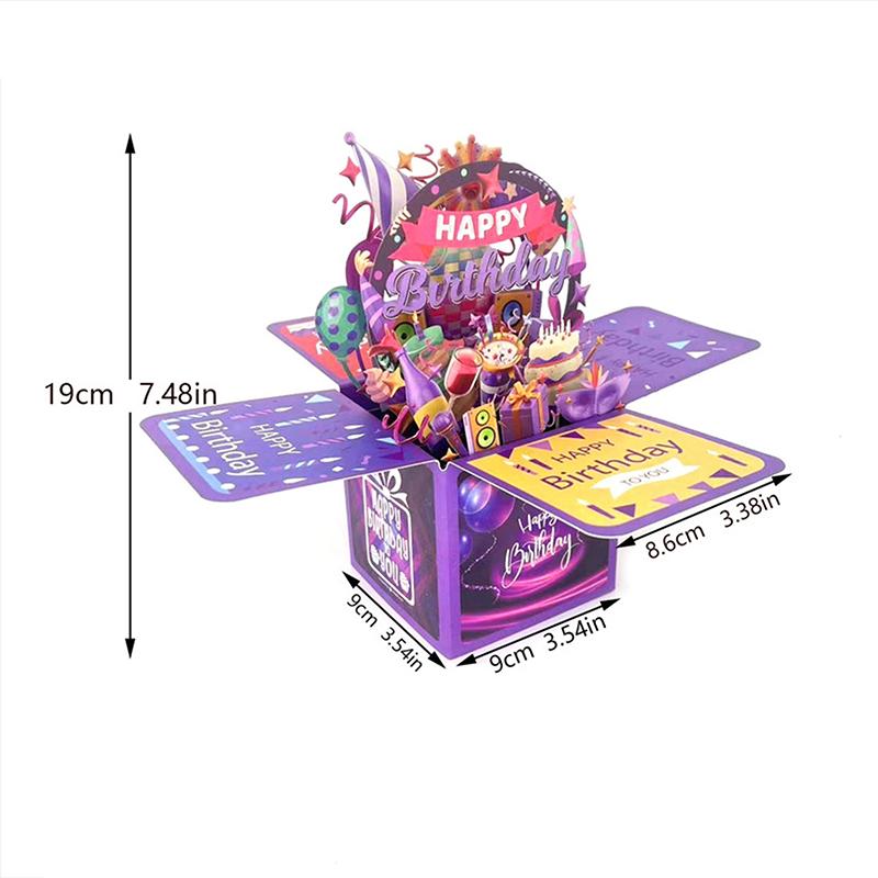 3D Pop Up Happy Birthday Greeting Card Gift Greeting Cards For Birthday With Envelope Blessing Postcard Party Gifts