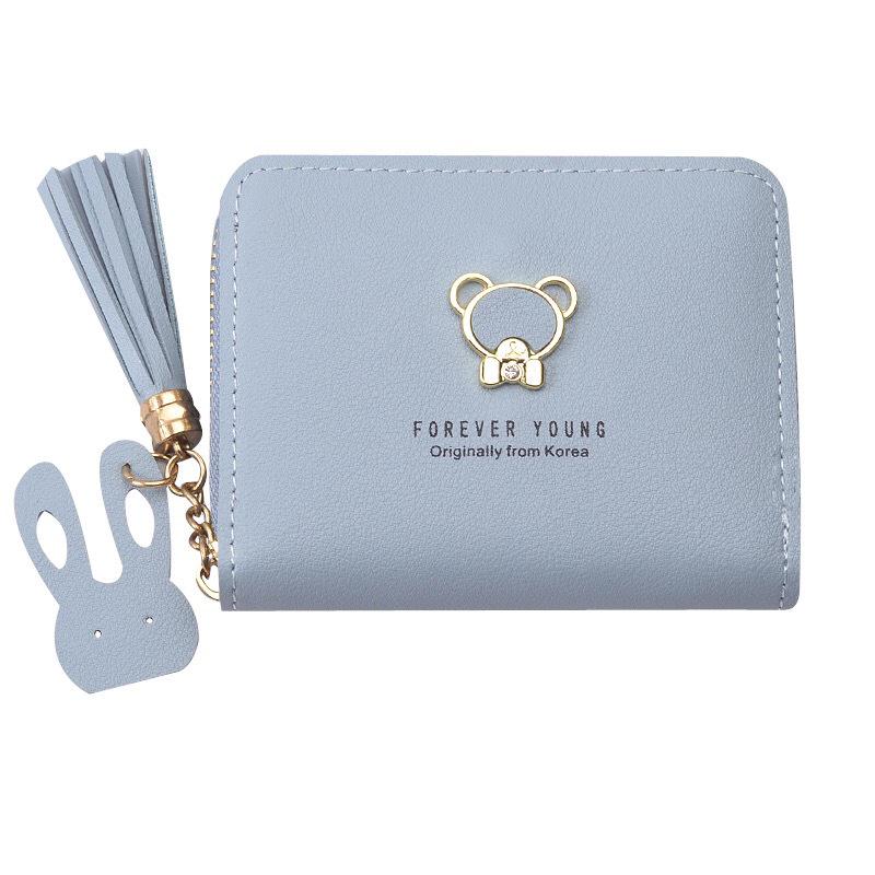 Женский кошелек на молнии с милым медведем 2024 года: Короткий кошелек для монет в японском и корейском стиле с держателем для карт