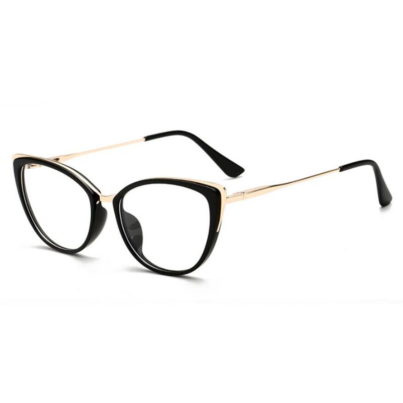 Anti-Blue Light Cat Eye Prescription Spectacle Women Myopia Lens Photochromic Glasses Diopter 0 -0.5 -0.75 -1.0 -2.0 To -6.0