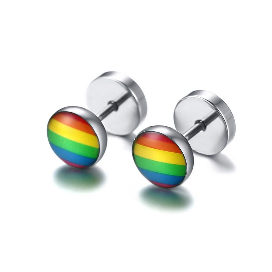 Радужные серьги-гвоздики из нержавеющей стали для геев и лесбиянок ЛГБТ, серебряные серьги-гвоздики из нержавеющей стали для женщин и мужчин