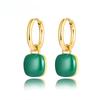 Lokaer Trendy 316L нержавеющая сталь квадратные серьги-кольца с подвесками настоящее золотое покрытие сине-черно-белые глазурованные серьги для женщин E22086