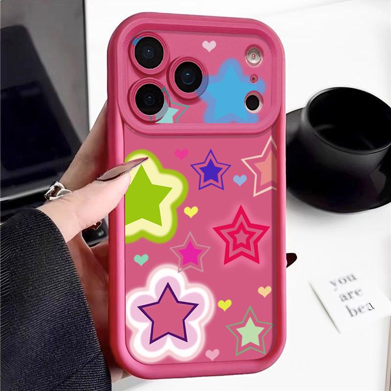 Blended Colorful Stars Pattern Case For iPhone 17 Pro Max Shockproof Silicone Bumper Cover For iPhone 16 Pro Max Funda iPhone 15 14 13 12 11 16E