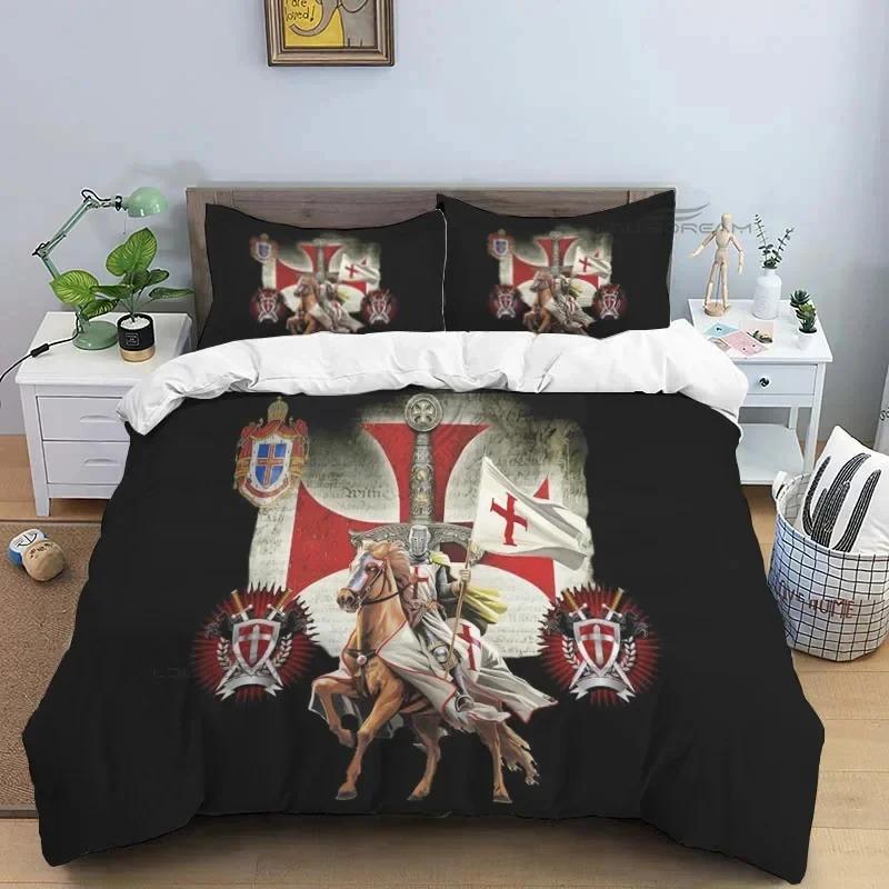 Medieval Knights Templar Comforter Bedding Set King Size Duvet Cover Quilt Pillowcase