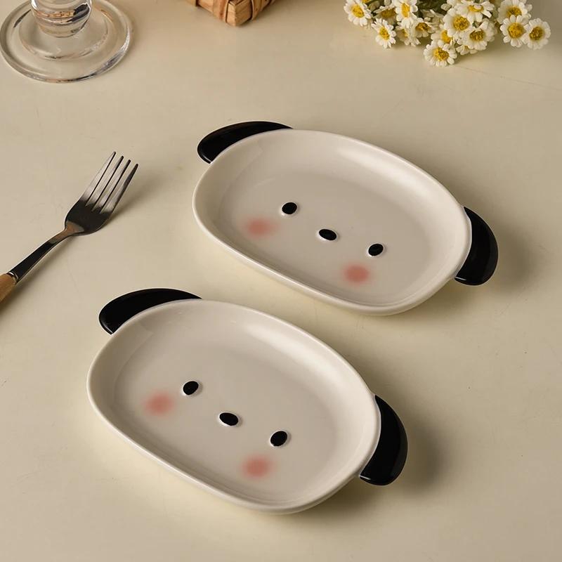 1pc/2pcs Ceramic bread plate, small dog shaped plate, cute mini fruit plate, dessert plate