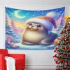 Cute Christmas Seal in Snowy Night Scene Pattern Wall Hanging Tapestry Decorative Tapestry Home Decor for Bedroom and Living Room