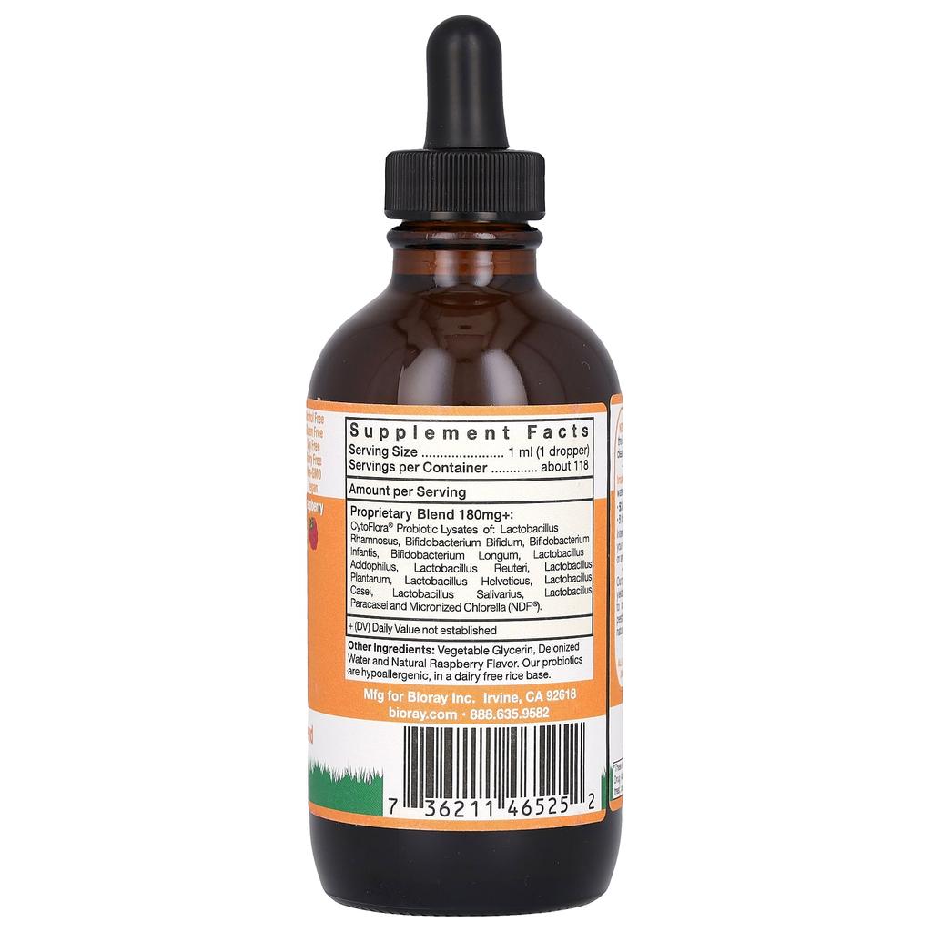 Bioray Детский, NDF Tummy, малина, 4 жидких унции (120 мл)