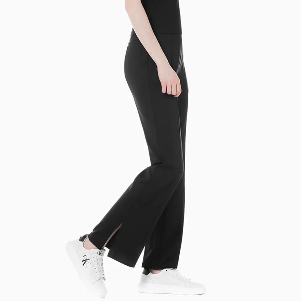Calvin Klein Модные однотонные расклешенные брюки с высокой талией, женские повседневные брюки черного цвета J223723-BEH