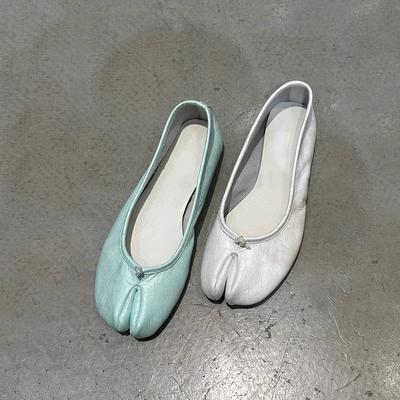 Мягкие туфли с мягкой подошвой и раздвоенным носком из свиной кожи, кожаные балетки Мэри Джейн, одинарные туфли на плоской подошве для женщин