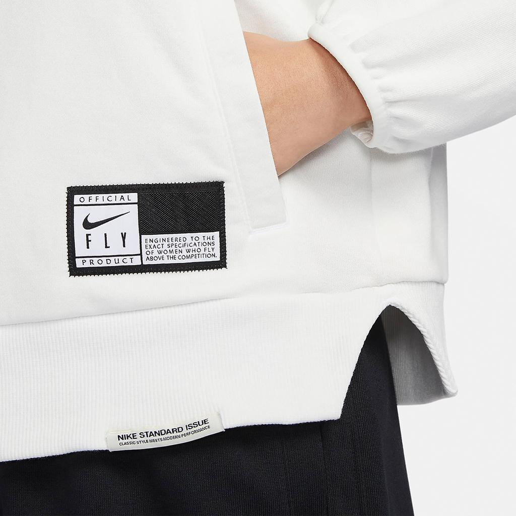 Nike Свитшот с вышитым логотипом Swoosh Fly, воротником-стойкой, молнией до половины длины, быстросохнущий, с длинными рукавами, женский свитшот Mountain-White FQ4090-121