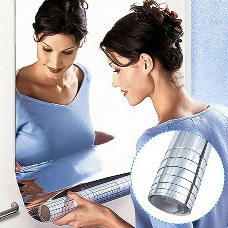 3 размера зеркальная наклейка на стену в рулоне самоклеящаяся наклейка для комнаты, пленка, декор для ванной комнаты