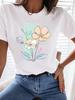 (Asian Size) Tee Top T Shirt Woman Print Fashion Female Lovely Floral Trend Cute Short Sleeve Women Clothing Graphic T-shirts