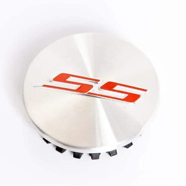 AJR3 4pcs x 68mm Car Logo Wheel Center Hub Caps Rim Cover Emblem Sticker for Chevrolet Camaro SS Letters ABS Accessories