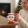 Festive Coffee Cup Sleeve Santa Claus Ice Cream Pint with Handle & Spoon Slot, 3D Winter Holiday Gift Cartoon Insulated Holder for Freezing