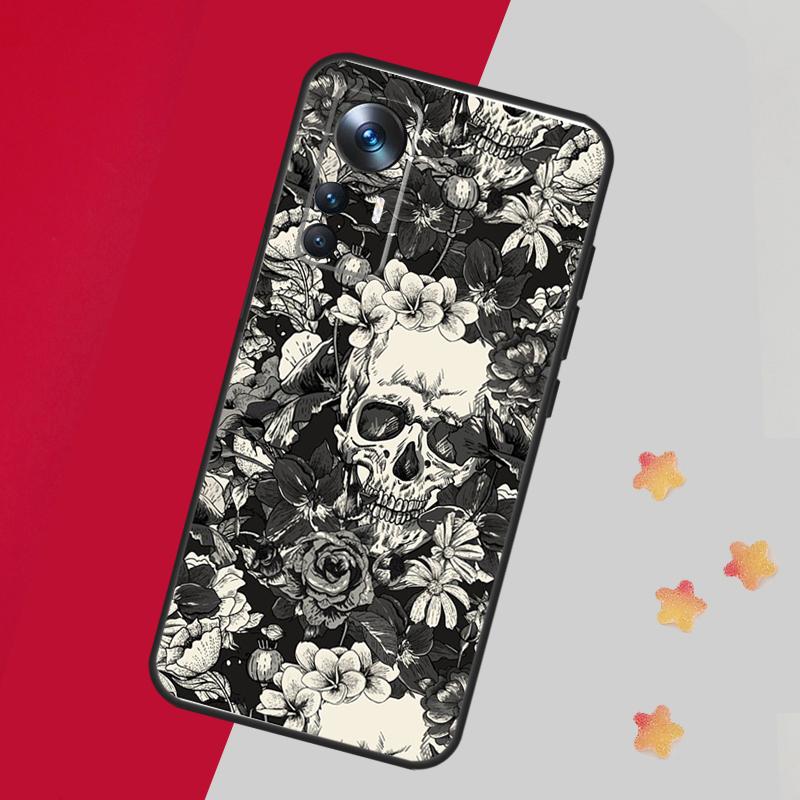 Gothic Floral Skull Case For Xiaomi 14T Pro 11T 12T 13T 13 14 15 Ultra Cover For POCO F7 F6 F5 X3 X5 X6 X7 Pro