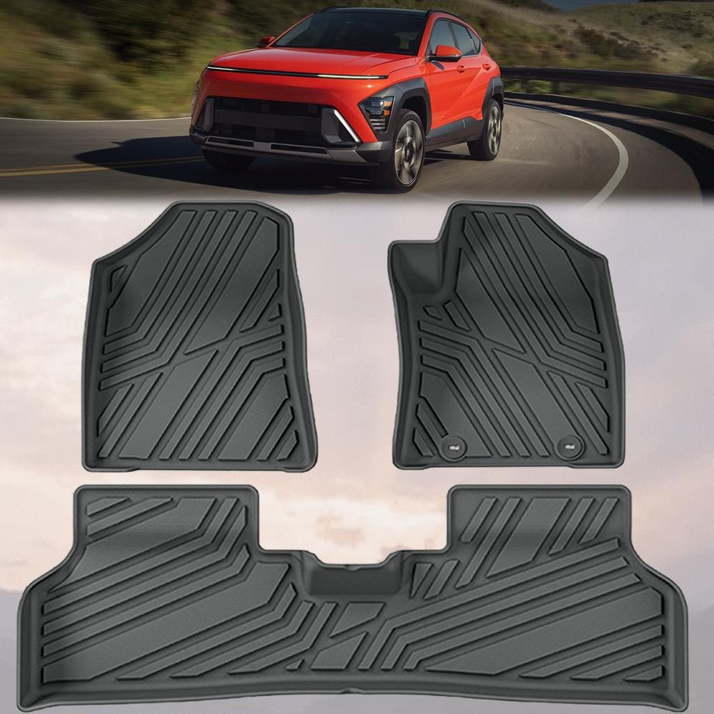 Eco-Safe Custom TPE Floor Mats for Hyundai Kona 2024 2025 2026 - Waterproof, Non-Slip & Durable All-Weather Mats Accessories