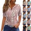 Жен. Футболка Футболка С принтом Пуговицы С короткими рукавами Повседневные Выходные Мода Классический V-образный вырез Обычный Верх
