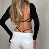 Elsa Fashion Women's New Nightclub Sexy Sexy U-Neck Strap Open Back Elegant Slim-Fit Long Sleeve Jumpsuit for Women