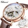 CHENXI Fashion Automatic Mechanical Watch Sun Moon Phase Tourbillon Waterproof Leather Strap Alloy Case Men's Watch
