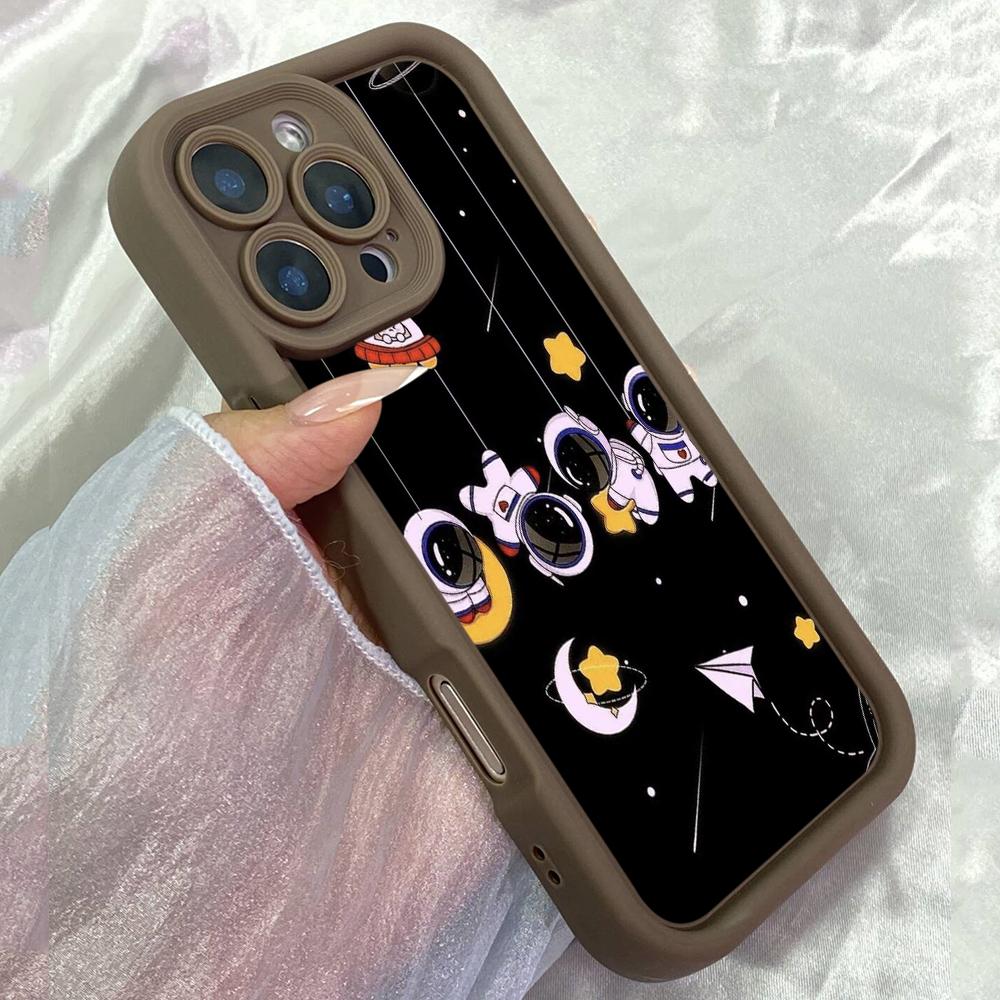 JT236 Исследуем Вселенную с милым мультяшным астронавтом для iPhone 17 16 Pro Max Samsung S26 Ultra A17 A16 A07 A56 Xiaomi 15T Redmi 15c Мягкий чехол