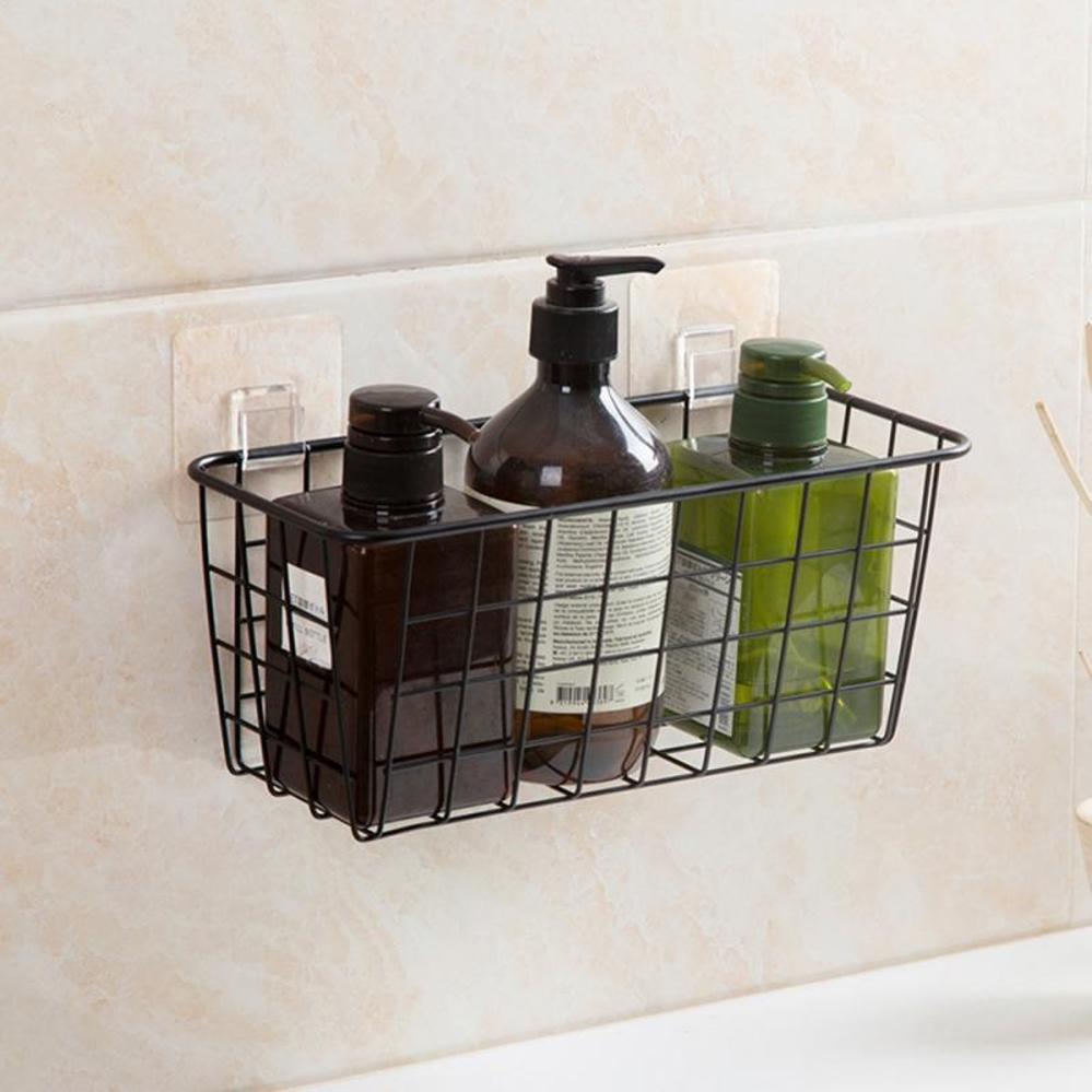 1 Pcs Wrought Iron Kitchen Seasoning Storage Basket Storage Basket Bathroom Rectangular Storage Box Wall Hanging Rack Storage