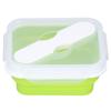 Силиконовая изоляционная коробка, портативный ланч-бокс со встроенной вилкой-ложкой для офиса, школы, фруктовый зеленый