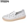 Embroidery Hole Shoes Female Flat Bottom Hollow Out Mother Shoes Soft Bottom Slip On Loafers White Nurse Shoes