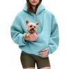Pet Sling Hoodie Long Sleeve Fleece Kangaroo Pouch Sweatshirt for Cats Dogs Oversized Pullover Pet Carrier Tops for Autumn Winter