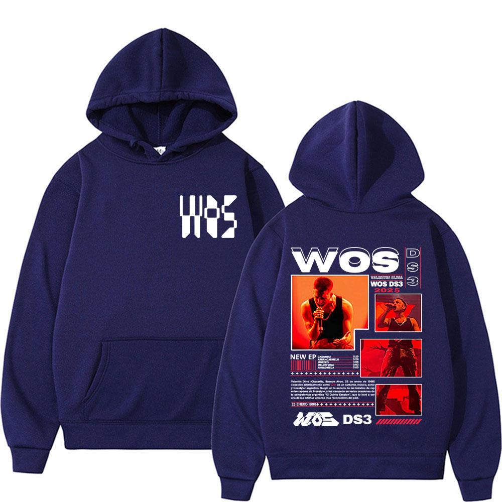 Rapper WOS DS3 Album Tour 2025 Merch Hoodies Men's Clothing Harajuku Vintage Gothic Trend Oversized Hooded Sweatshirt Streetwear