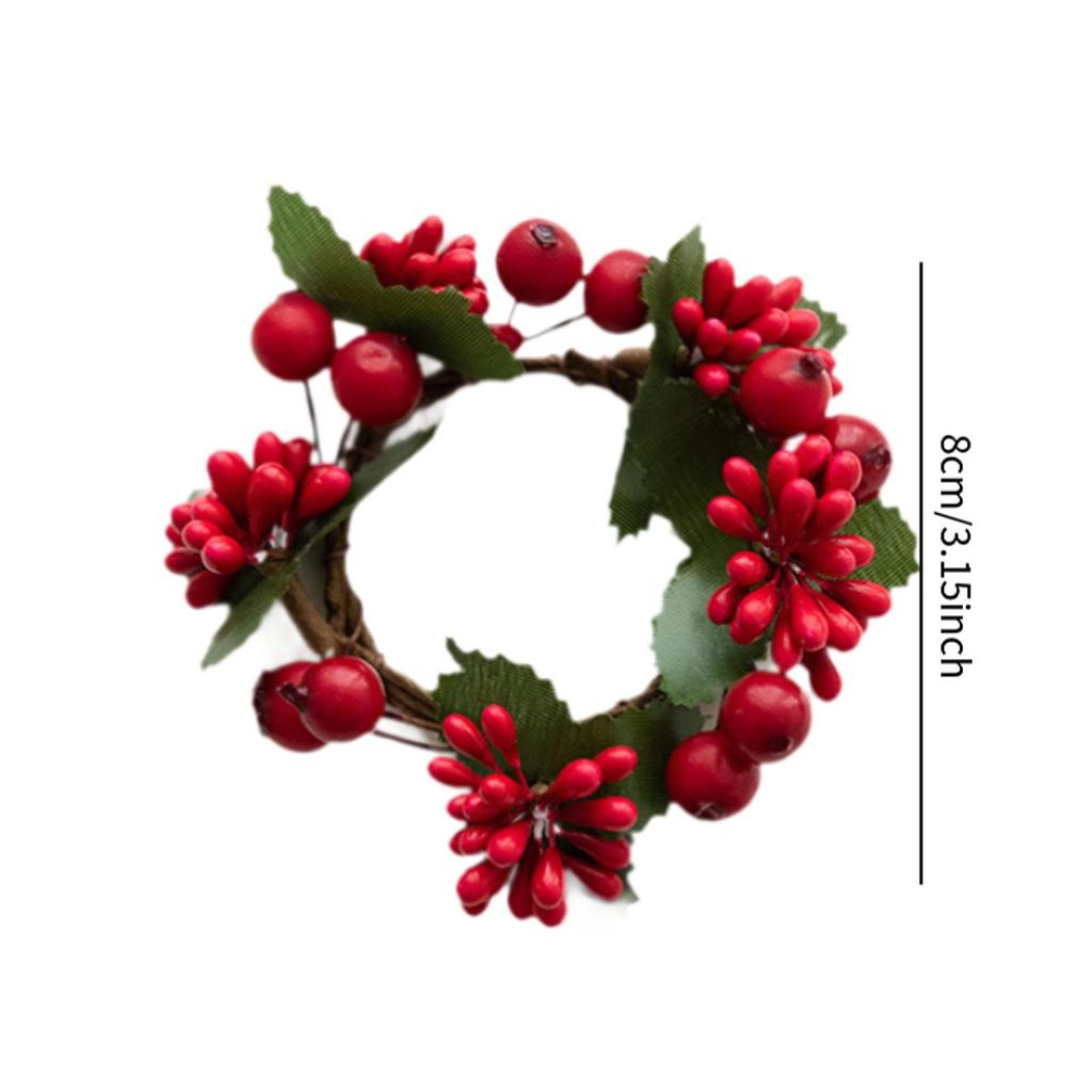 6 шт. Красные ягоды свеча кольцо венок реалистичный многоцелевой декоративный диаметр. 3,15 дюйма для гостиной вечеринки День благодарения Дверь дома
