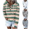 Womens Casual Hoodies Pullover Tops Drawstring Long Sleeve Striped Loose Fit Sweatshirts Tops