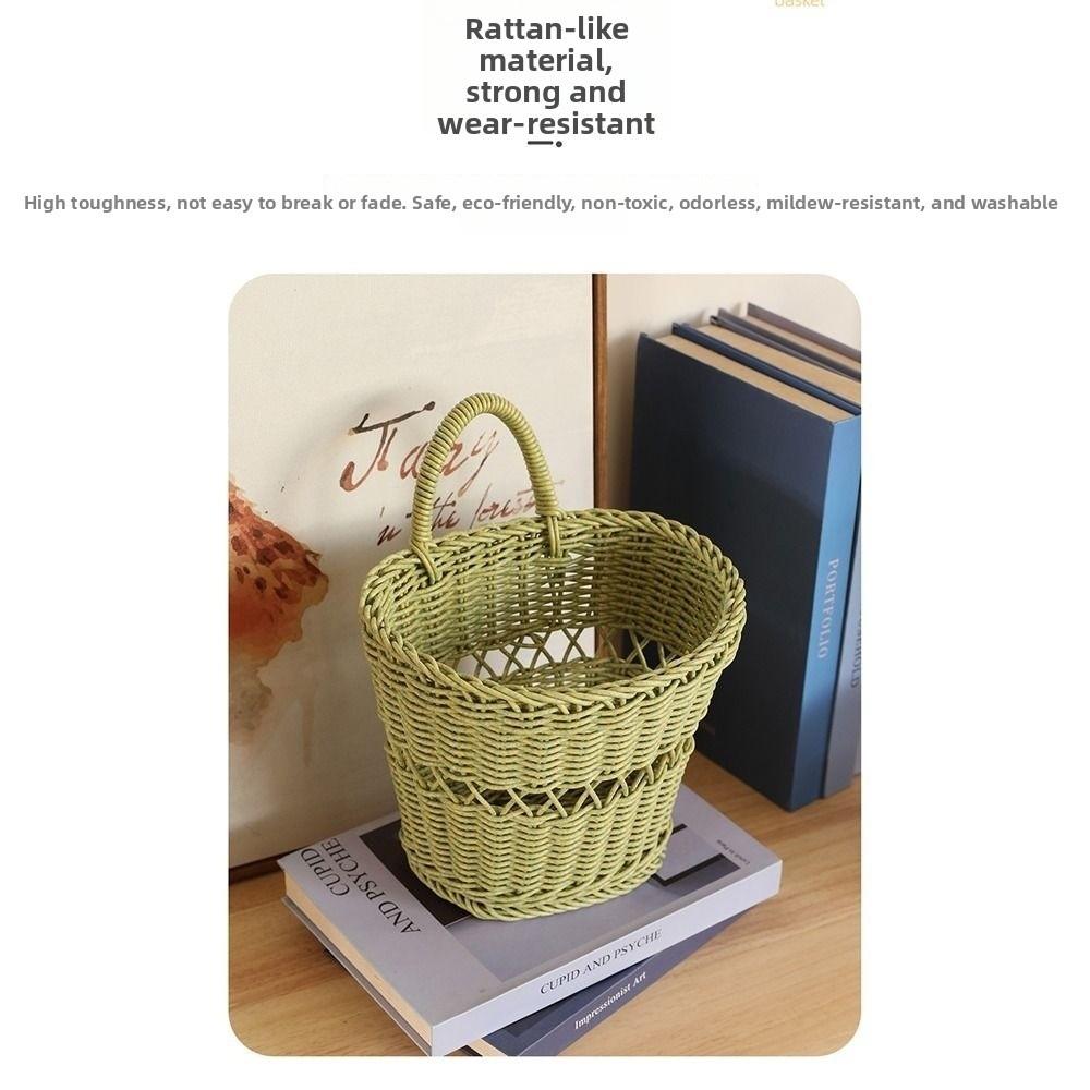 Handwoven Wall Hanging Basket Hollow Weave Woven Storage Basket New Woven Basket Bedroom Organizer