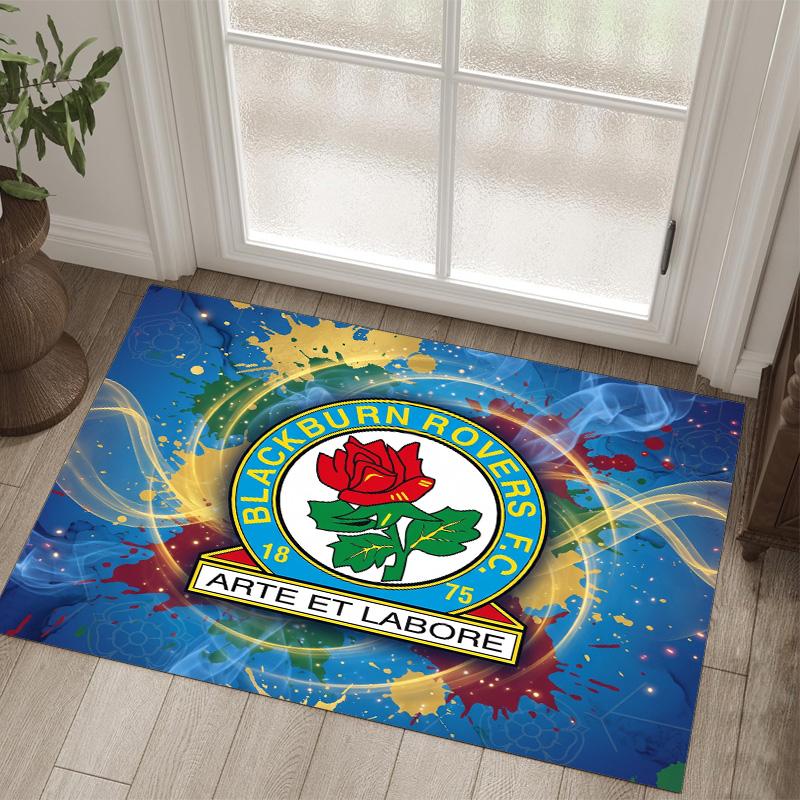 Blackburn Rovers Football Design Crystal Velvet Carpet Cozy Non?Slip Printed Rug For Bedroom Living Room Entrance