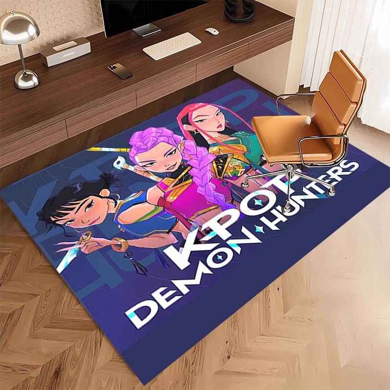 1pc Kpop Hunter4 Print Area Rug - Soft, Washable Non-Slip Indoor Mat, Living Room, Home Office Decorative Rug,Office Decorative