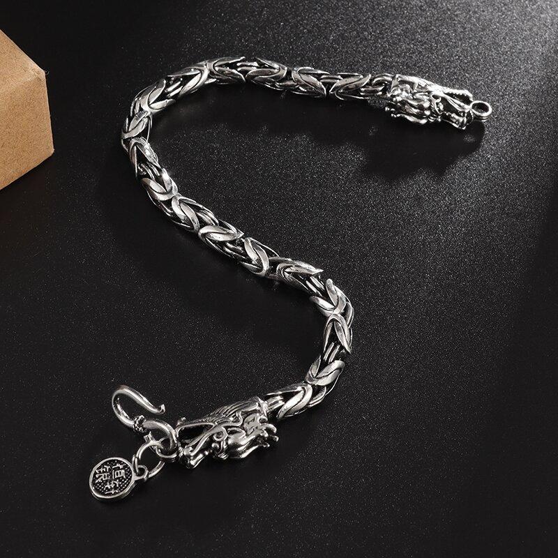 Этнический Панк Серебристый Металлический Браслет Дракон Мужской Браслет Мотоцикл Рок-Райдер Украшение Подарок