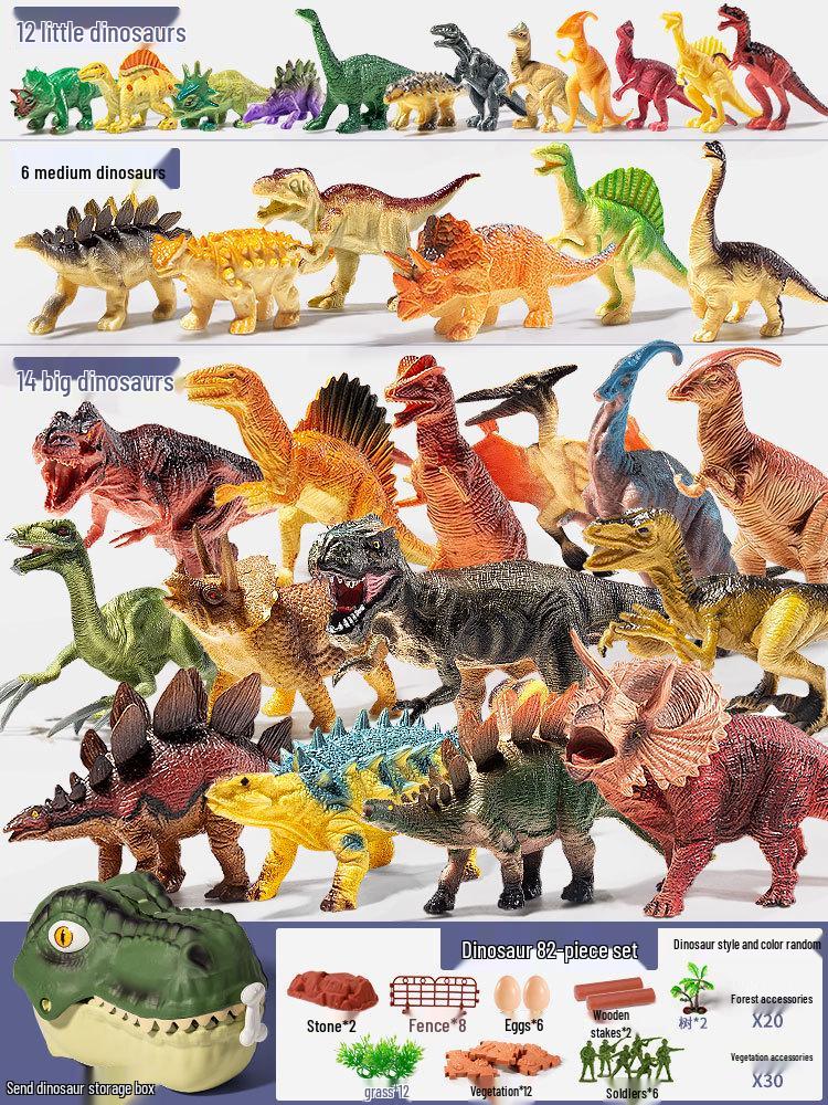 Soft Dinosaur Toys for Kids - Triceratops & Tyrannosaurus Rex Animal Figures Set