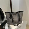 Хлопковая сумка-тоут большого размера с принтом в горошек и персиковым сердечком, осенняя новинка, модная, универсальная, на плечо