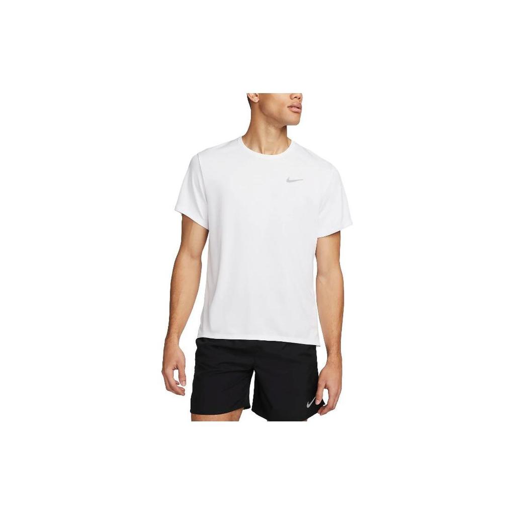 Nike Miler Solid Color Logo Crew Neck Short Sleeve T-Shirt Men Tops White DV9315-100
