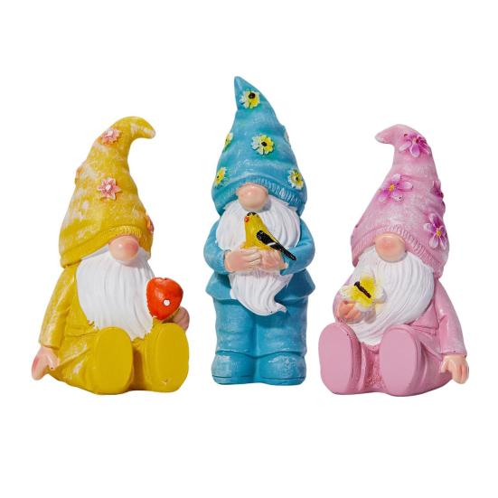 3 шт./набор Статуэтка садового гнома для улицы, сидящая, стоящая, бабочка, птица, гриб, безликий гном, полимерная фигурка, скульптура, украшение