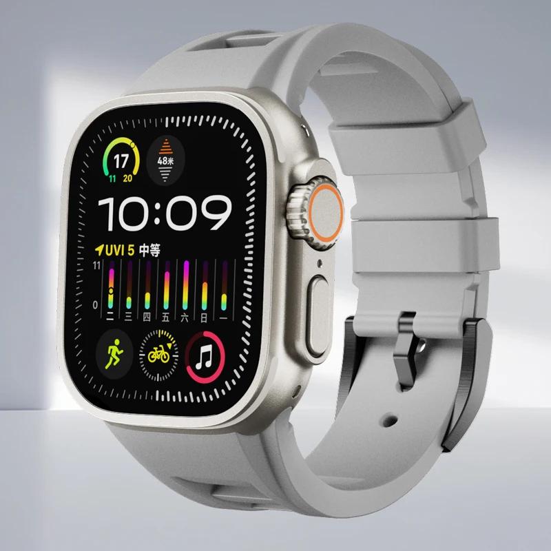 Классический мягкий силиконовый ремешок для Apple Watch Ultra 2 49 мм 45 мм 44 мм 42 мм спортивный силиконовый браслет для IWatch Series 9 8 7 6 5 4 SE Correa