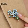Gold Metal Lapel Pin Forget Me Not Flower Brooch, Alloy Blue Floral Pin, Memorial Enamel Literary Style Jewelry Brooch for Coat, Dress, Hats,
