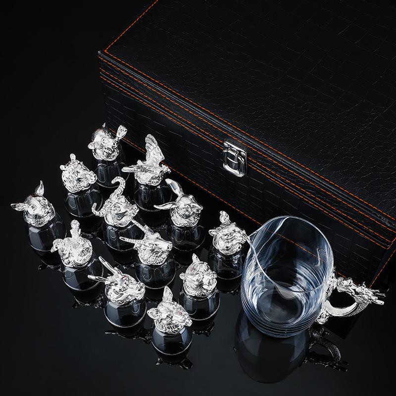 Бокал для ликера «Двенадцать знаков зодиака» Китайский ретро набор для вина Китайская посуда для байцзю Многоразовый и многофункциональный Идеально для подарка