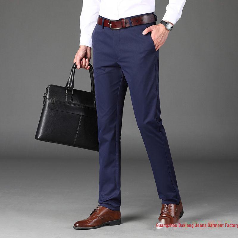 Весна/Лето 2025 Мужские эластичные узкие прямые брюки для среднего возраста и молодежи в деловом повседневном стиле