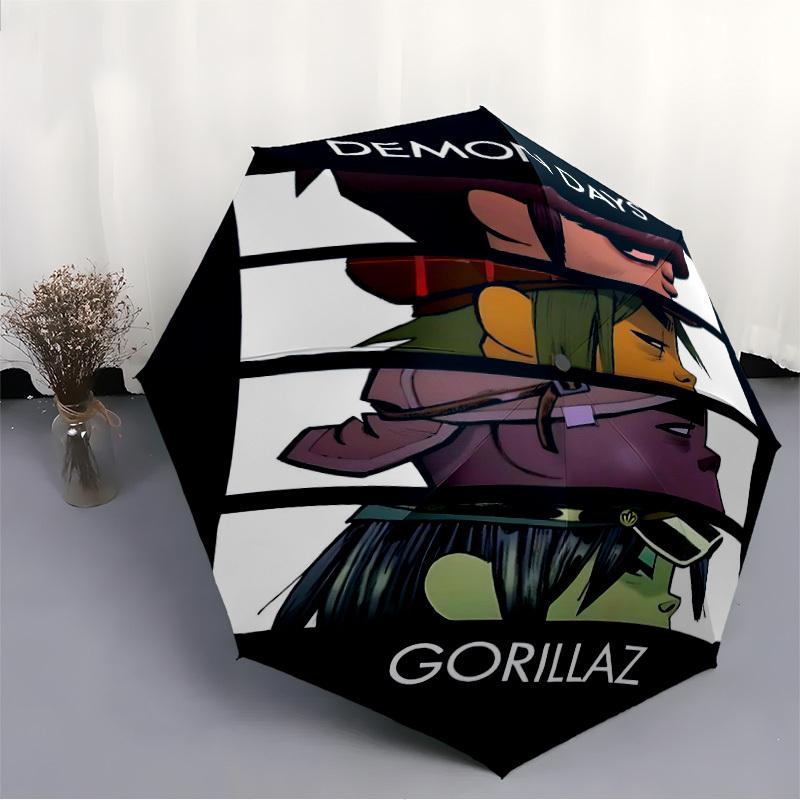 1 шт. Demon Days, Gorillaz Автоматическое открытие/закрытие, 8 ребер, прочный каркас, компактный дорожный зонт для мужчин и женщин S1222039