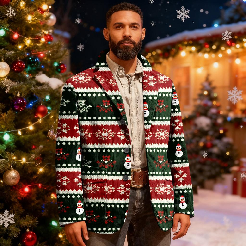 Мужской уродливый рождественский вельветовый теплый карманный пиджак-кардиган, мужской повседневный костюм